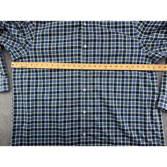 Duluth Trading Co Shirt Mens 2XL Blue Green Plaid Button Down Long Sleeve Navy - Picture 8 of 10